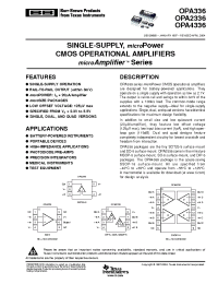 Datasheet OPA336UA производства Burr-Brown